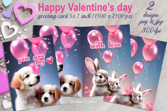 Download Valentines Animals on Greeting Cards Set - Cards Collection
