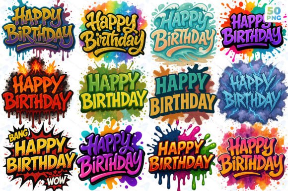 Download Happy Birthday PNG Bundle Printable - Birthday Collection