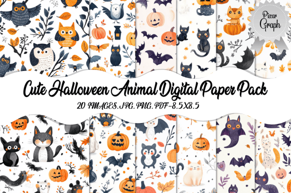 Download Cute Halloween Animal Digital Paper - Premium Resources