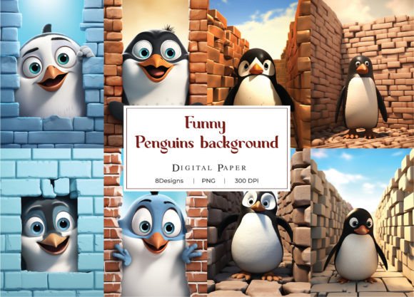 Download 3D Funny Penguin Christmas Background - Funny Collection