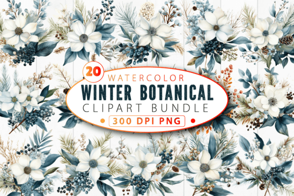 Download Winter Botanical Watercolor Clipart Bund - Botanical watercolor Collection