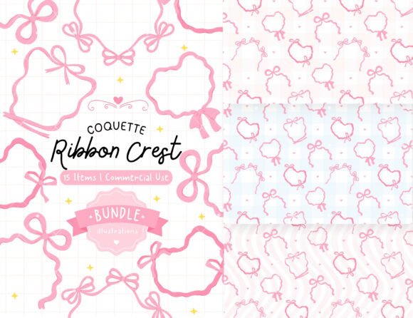 Download Coquette Ribbon Crest Clipart &amp; Patterns - Crest Collection