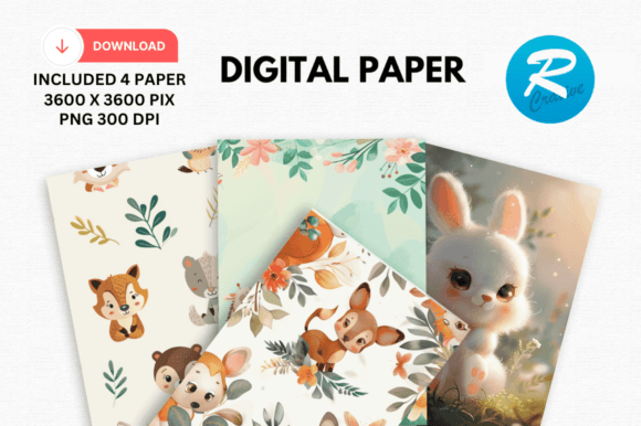 Download Watercolor Cute Animal Digital Paper - Cute animal digital paper Collection