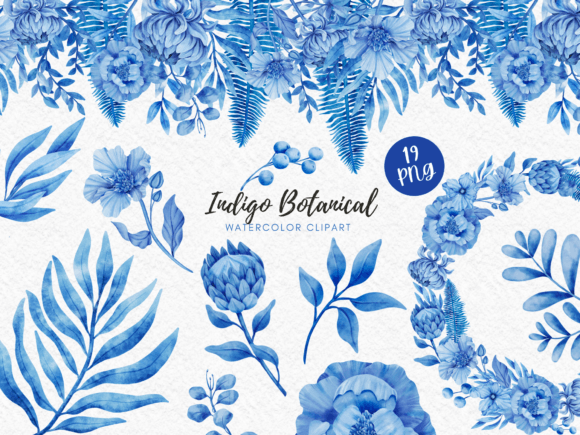 Download Indigo Botanical Watercolor Clipart - Botanical watercolor Collection