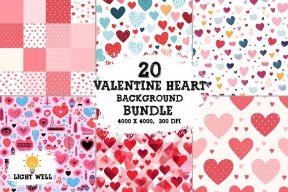 Download Valentine Heart Background Digital Paper Bundle - Background digital paper bundle Collection