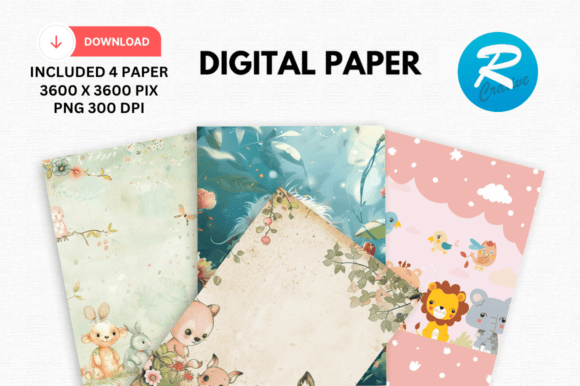 Download Watercolor Cute Animal Digital Paper - Cute animal digital paper Collection
