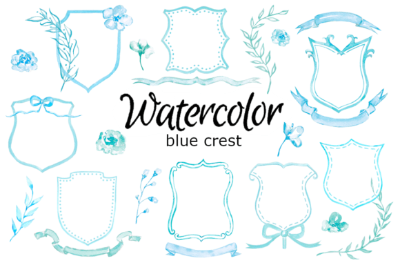 Download Watercolor Blue Crest Clipart - Crest Collection