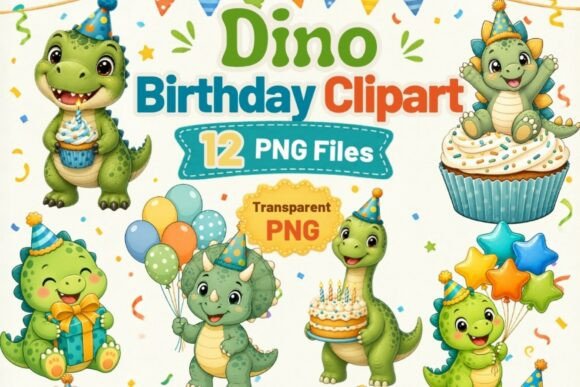 Download Dino Birthday Clipart PNG, 12 Cute Dinos - Birthday Collection