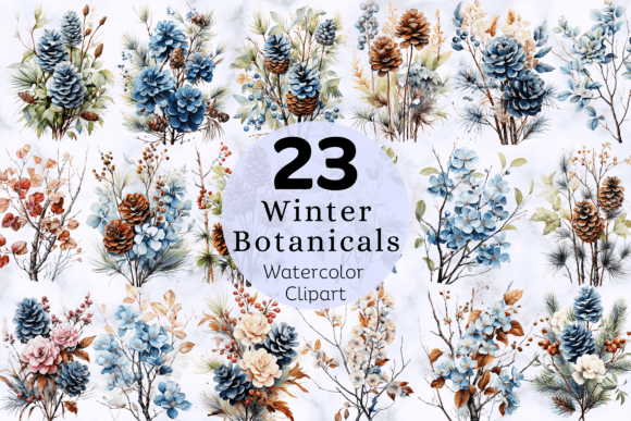Download Winter Botanical Watercolor Clipart - Botanical watercolor Collection