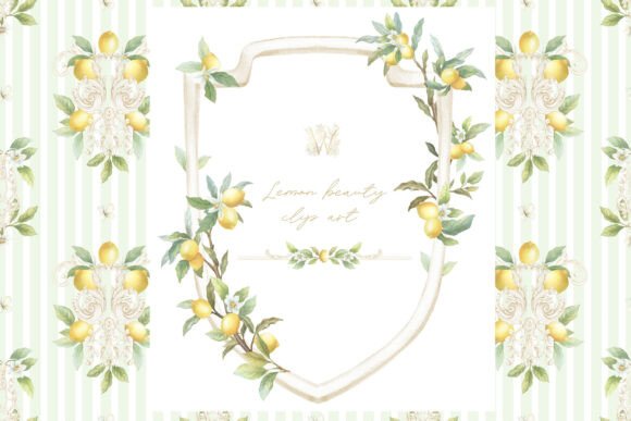 Download Lemon Crest Watercolor Frame Set - Crest Collection