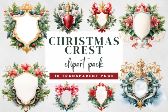 Download Watercolor Christmas Crest Clipart - Premium Resources