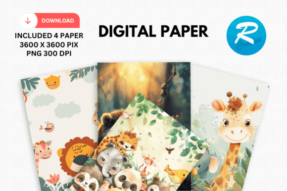 Download Watercolor Cute Animal Digital Paper - Cute animal digital paper Collection