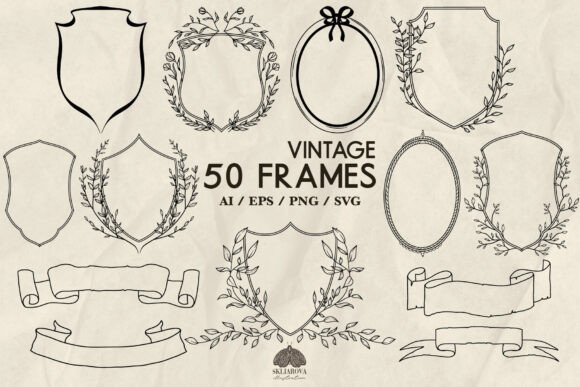 Download Vintage Crest Frames Svg Bundle - Crest Collection